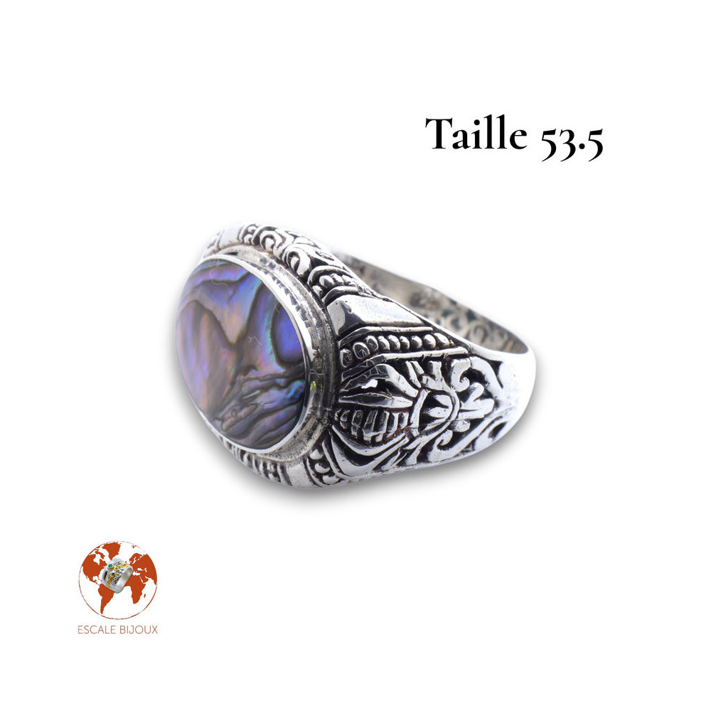 abalone bague argent femme