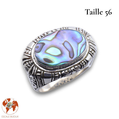 bague nacre bleue argent