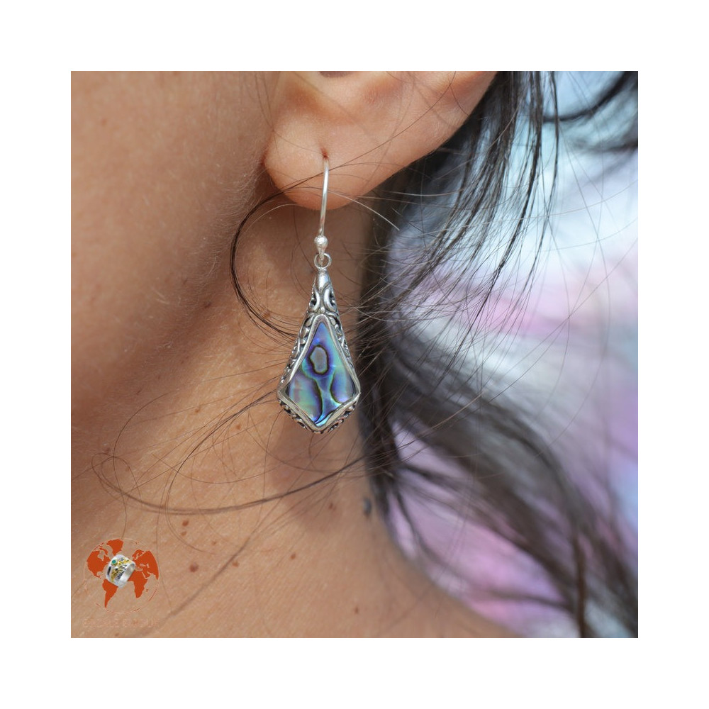 boucles d oreilles argent et abalone