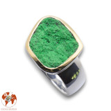 bague argent pierre verte brute