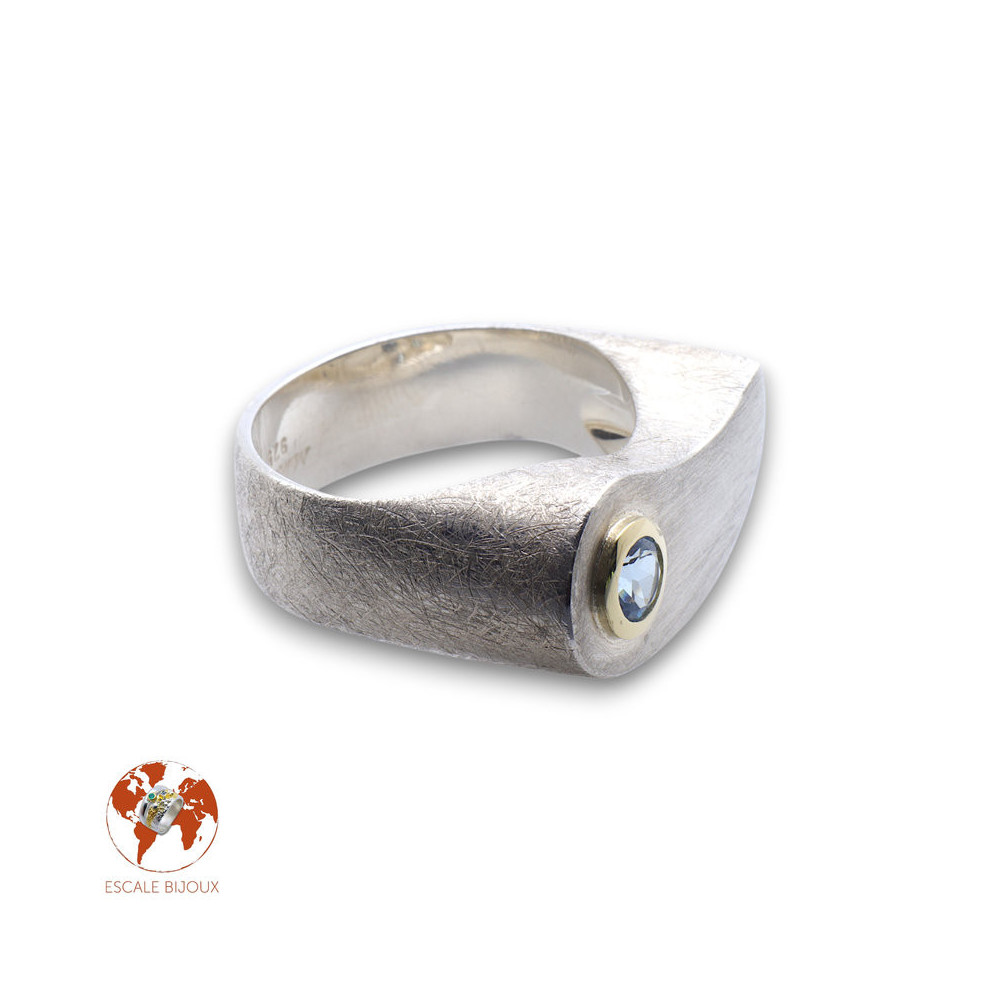 bague argent aigue marine femme