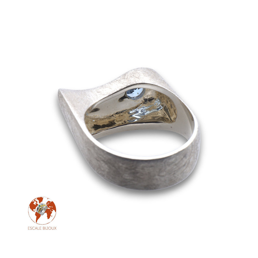bague argent femme aigue marine