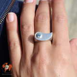aigue marine bague argent haute qualité