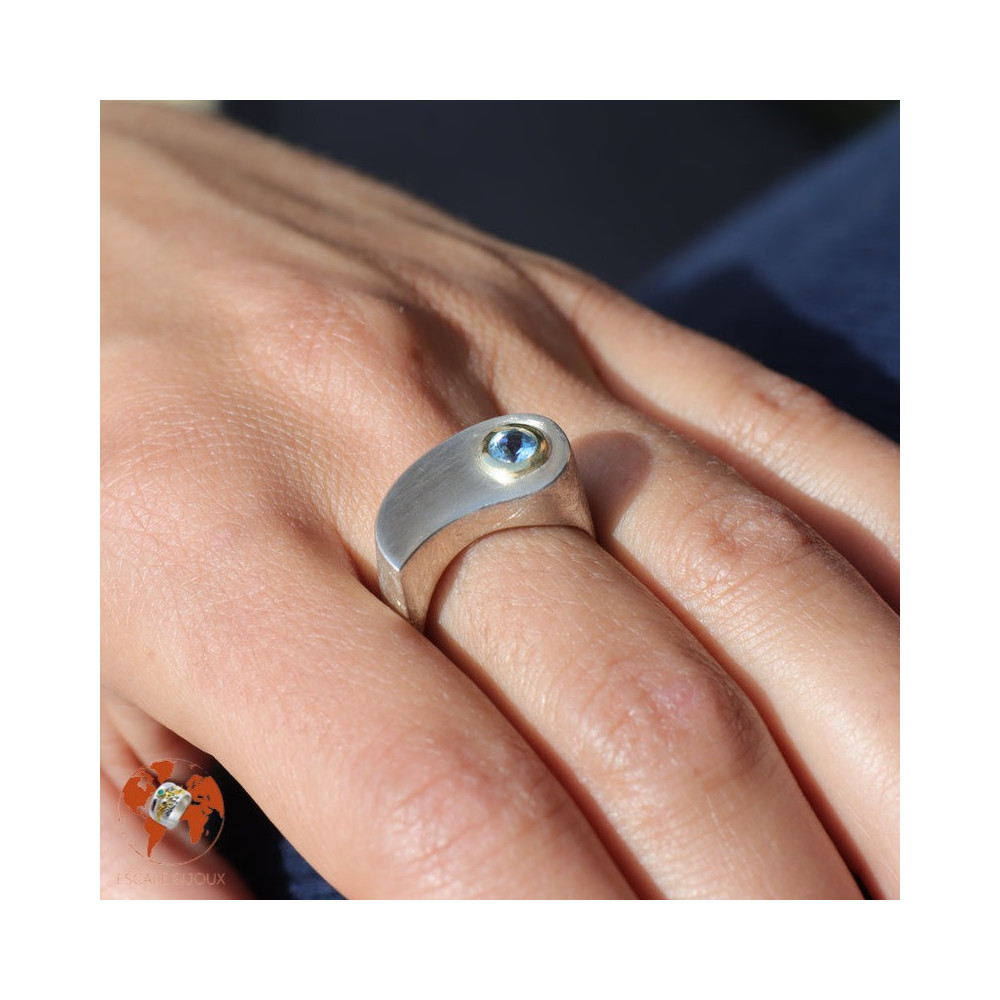 bijou argent aigue marine