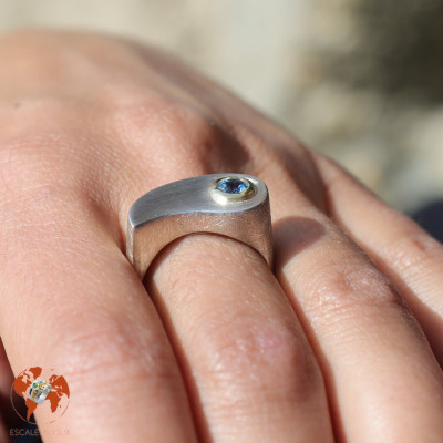 bague argent pierre aigue marine