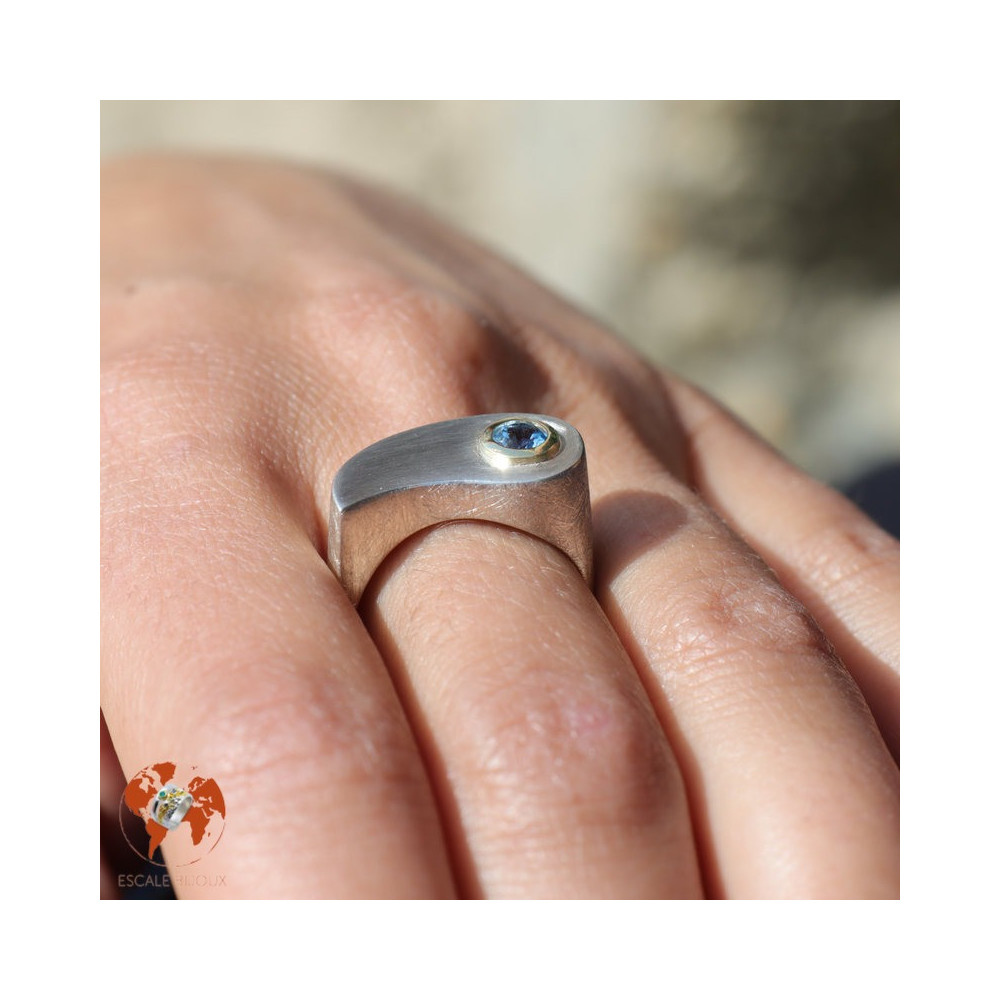 bague argent pierre aigue marine