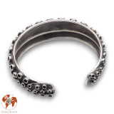 Large bracelet tentacule de pieuvre en argent vieilli et abalone