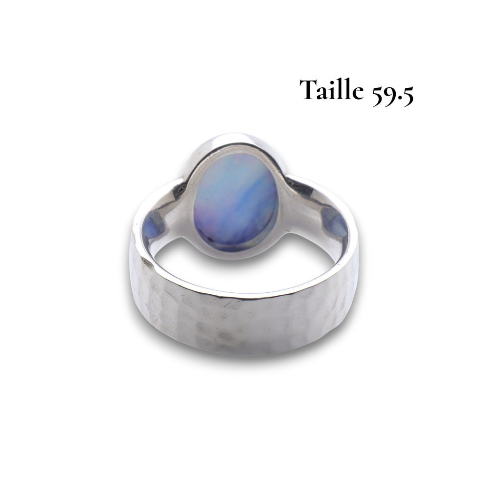 bague homme argent saphir bleu