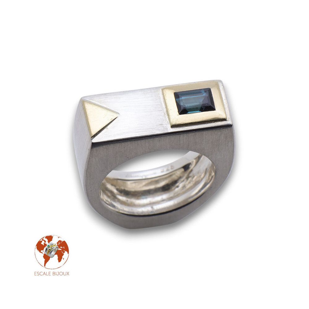 bague tourmaline bleue argent