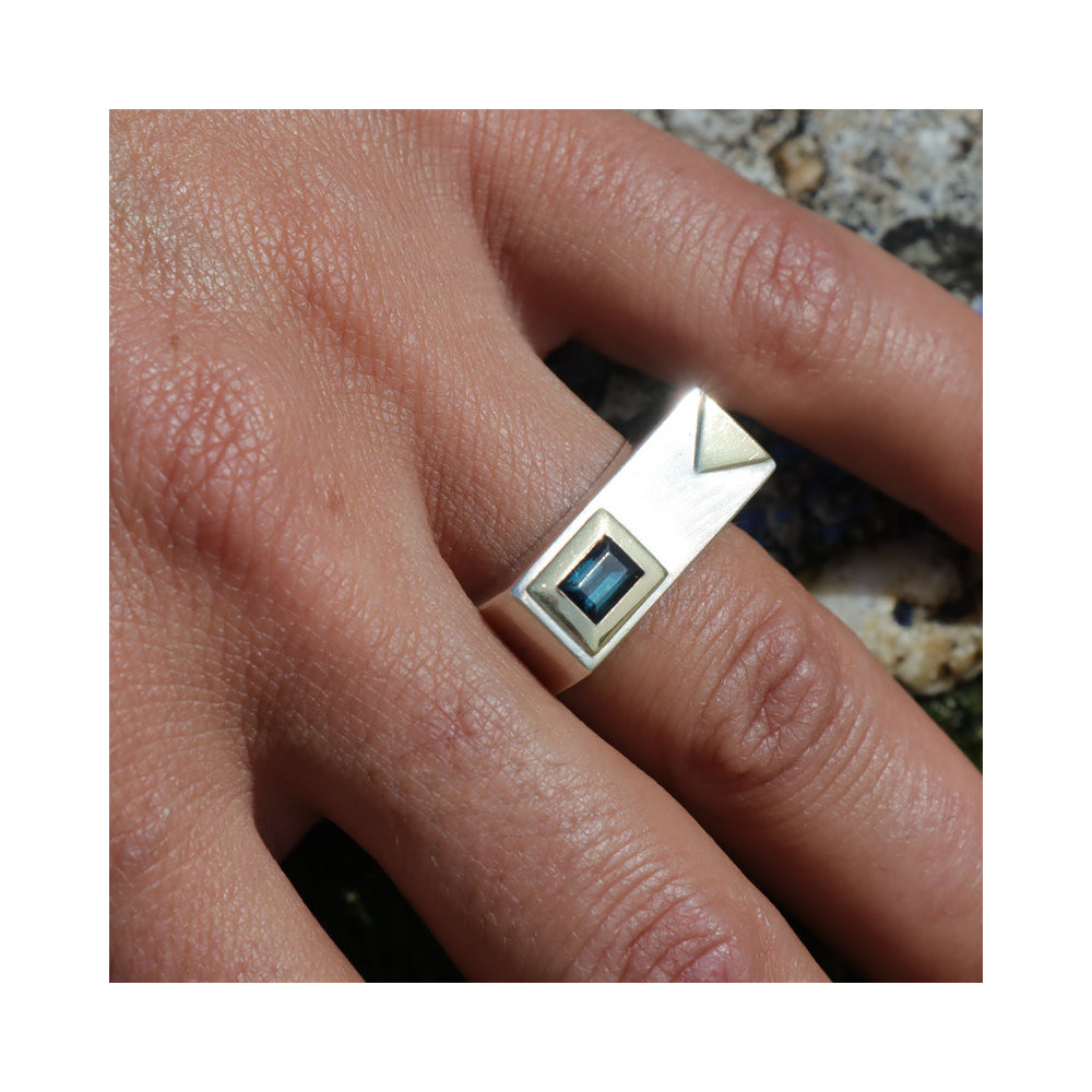 bague tourmaline haut de gamme argent et or