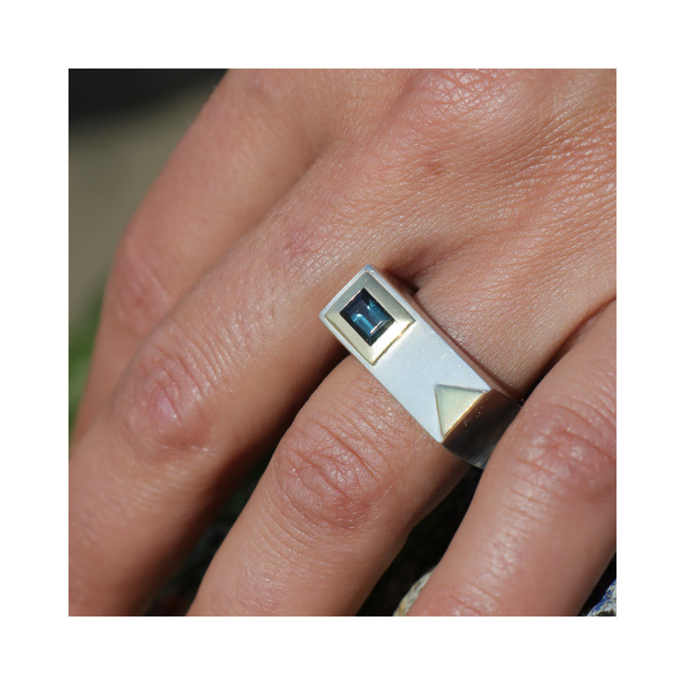 bague tourmaline argent et or haut de gamme