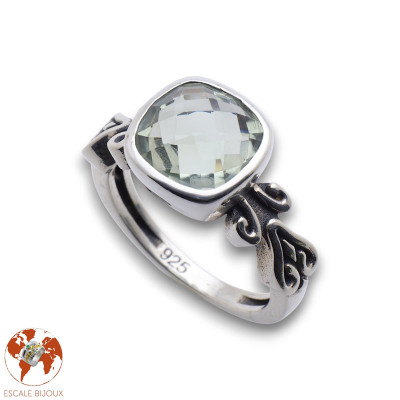 bague prasiolite améthyste