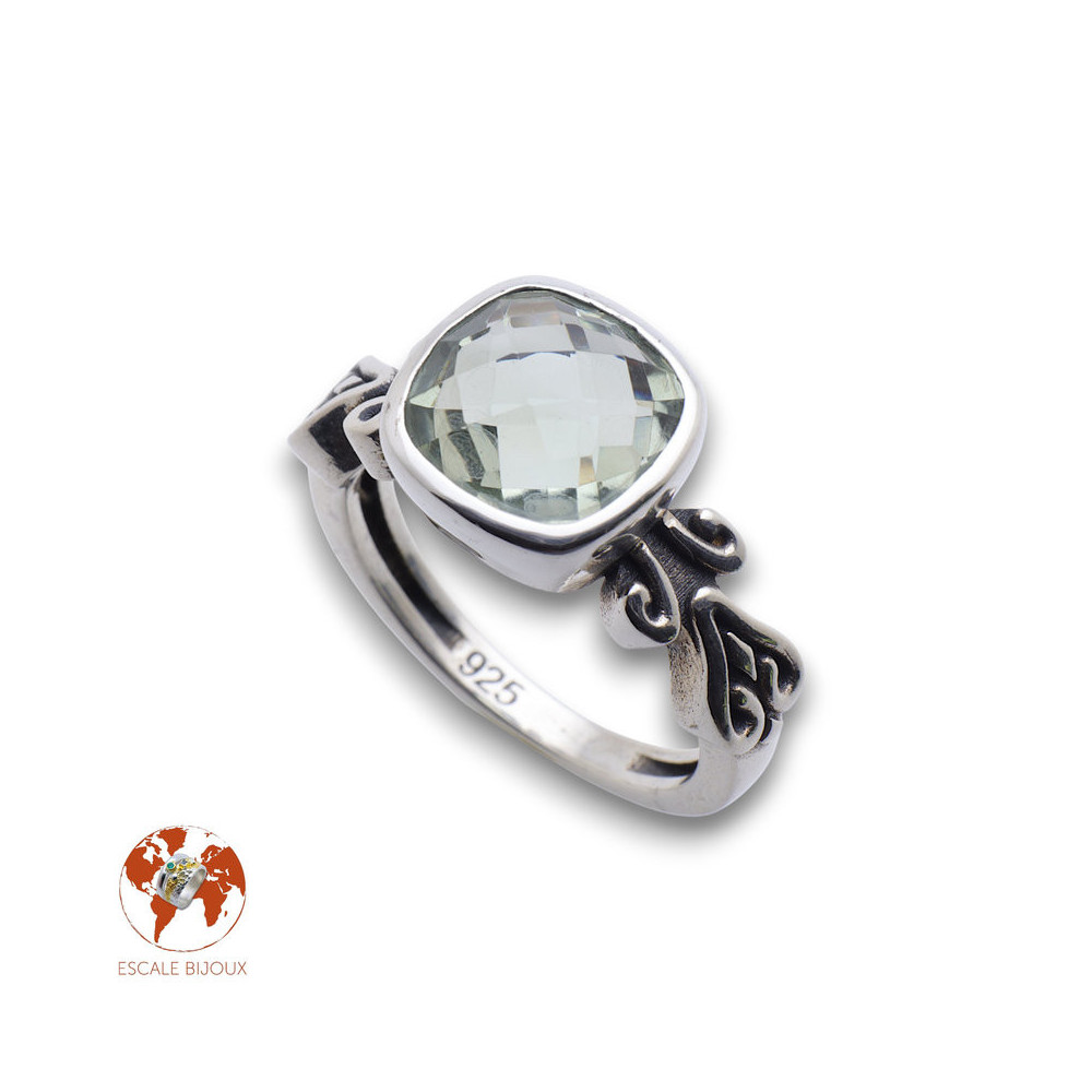 bague prasiolite améthyste