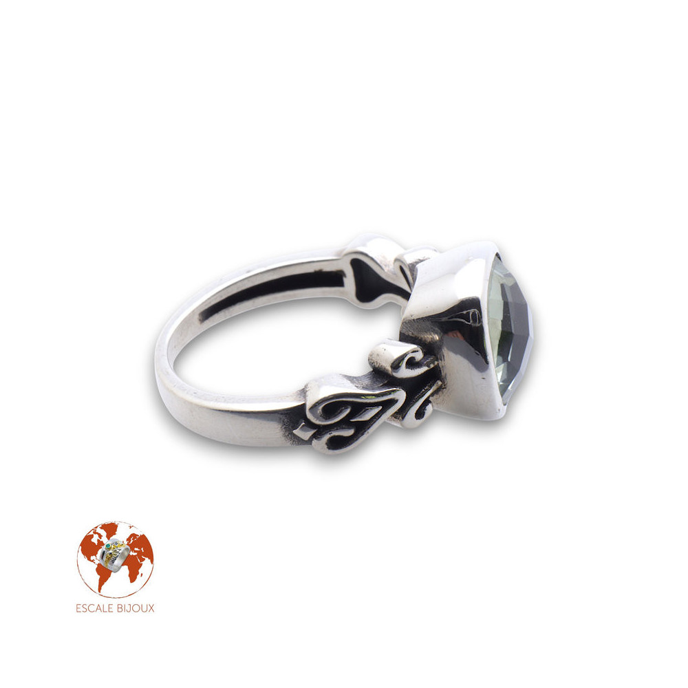 bague argent pierre verte