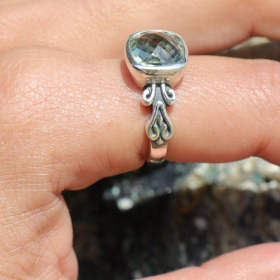 bague prasiolite argent femme