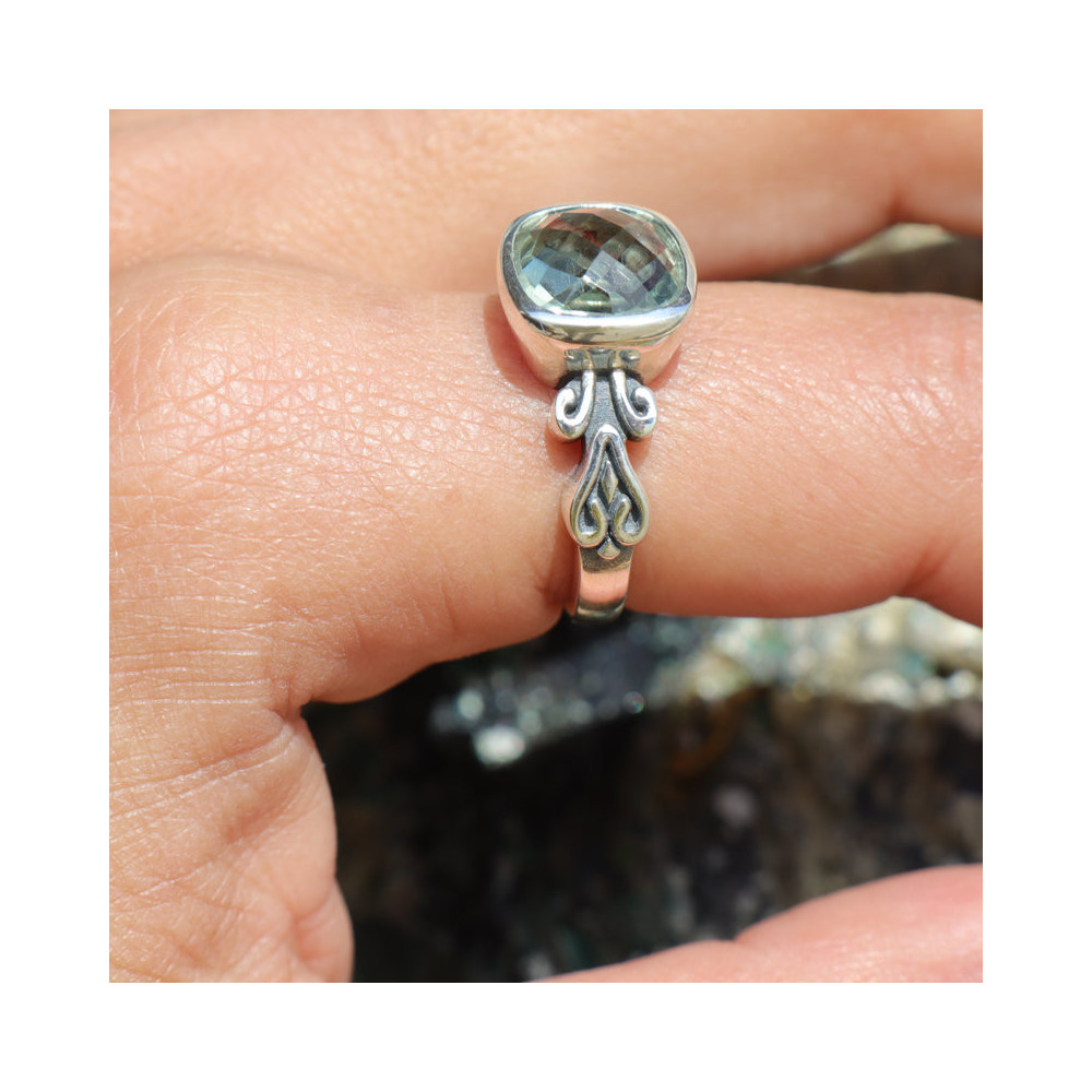 bague prasiolite argent femme