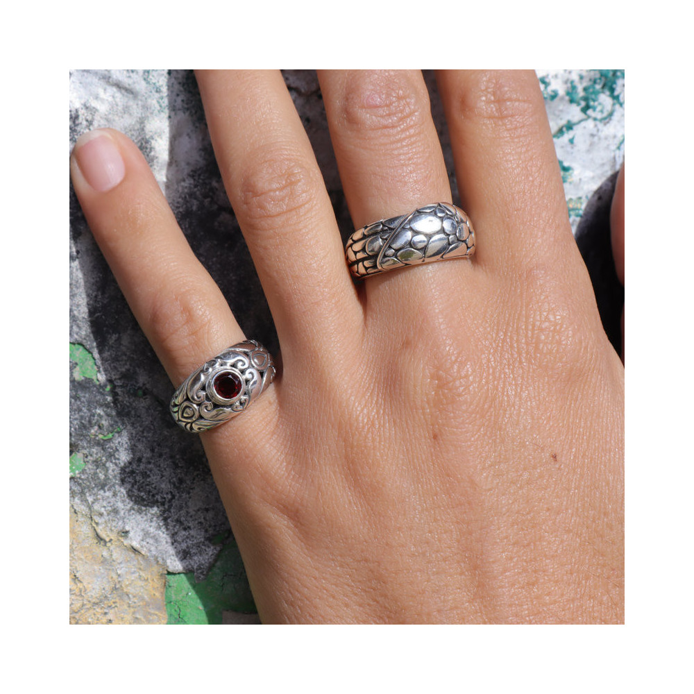 bague argent avec grenat