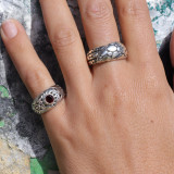 bague argent avec grenat