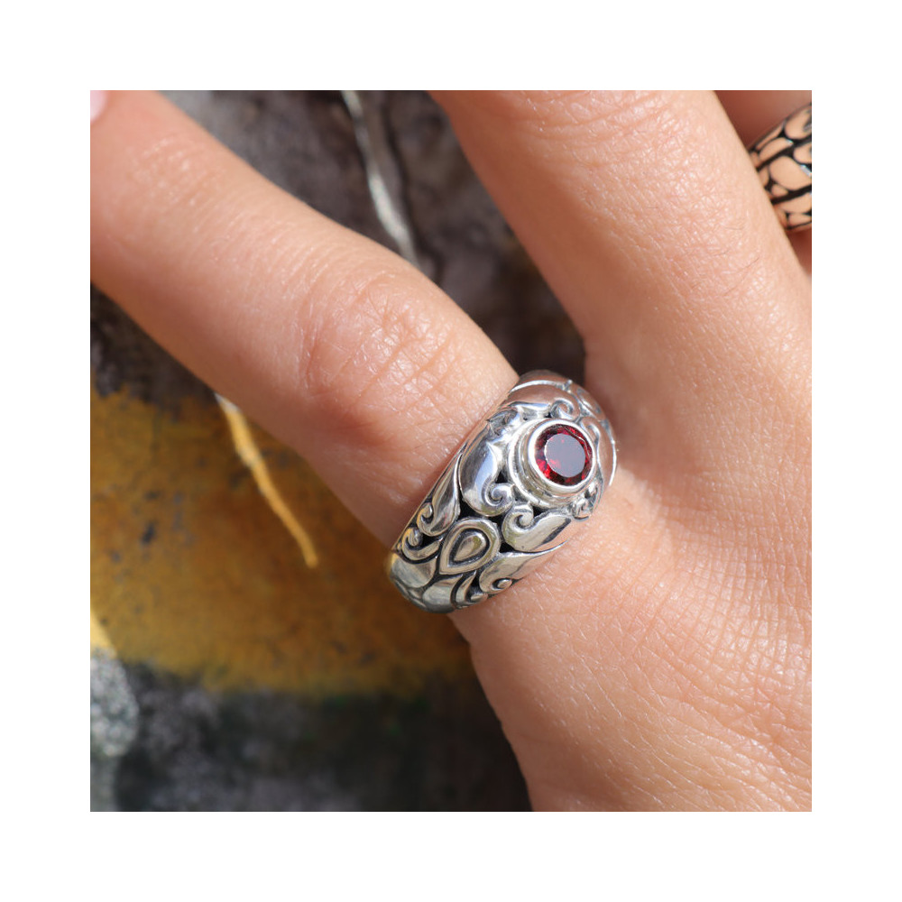 bague grenat argent