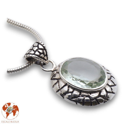 pendentif prasiolite argent femme