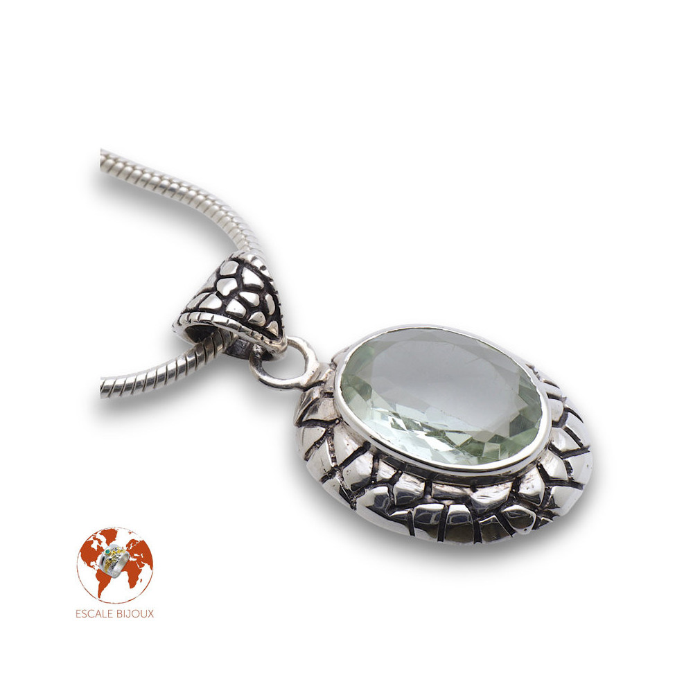 pendentif prasiolite argent femme