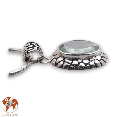 pendentif argent pierre verte