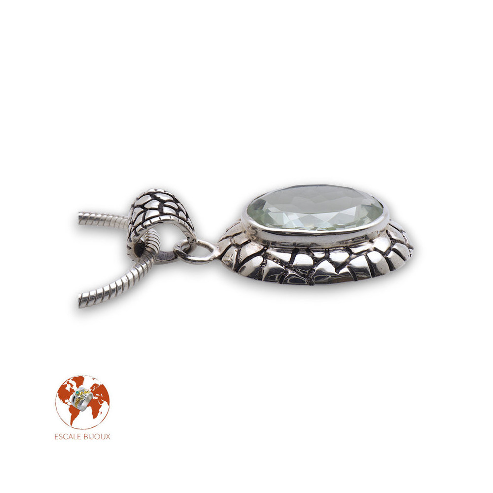 pendentif argent pierre verte