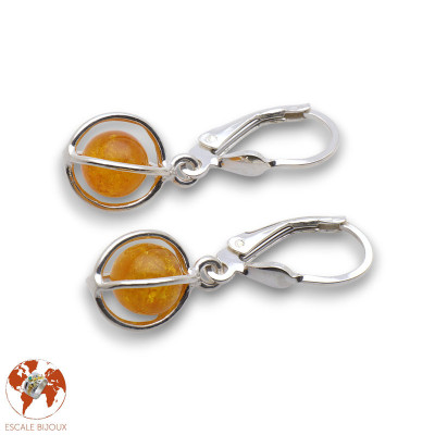 boucles d oreilles argent ambre