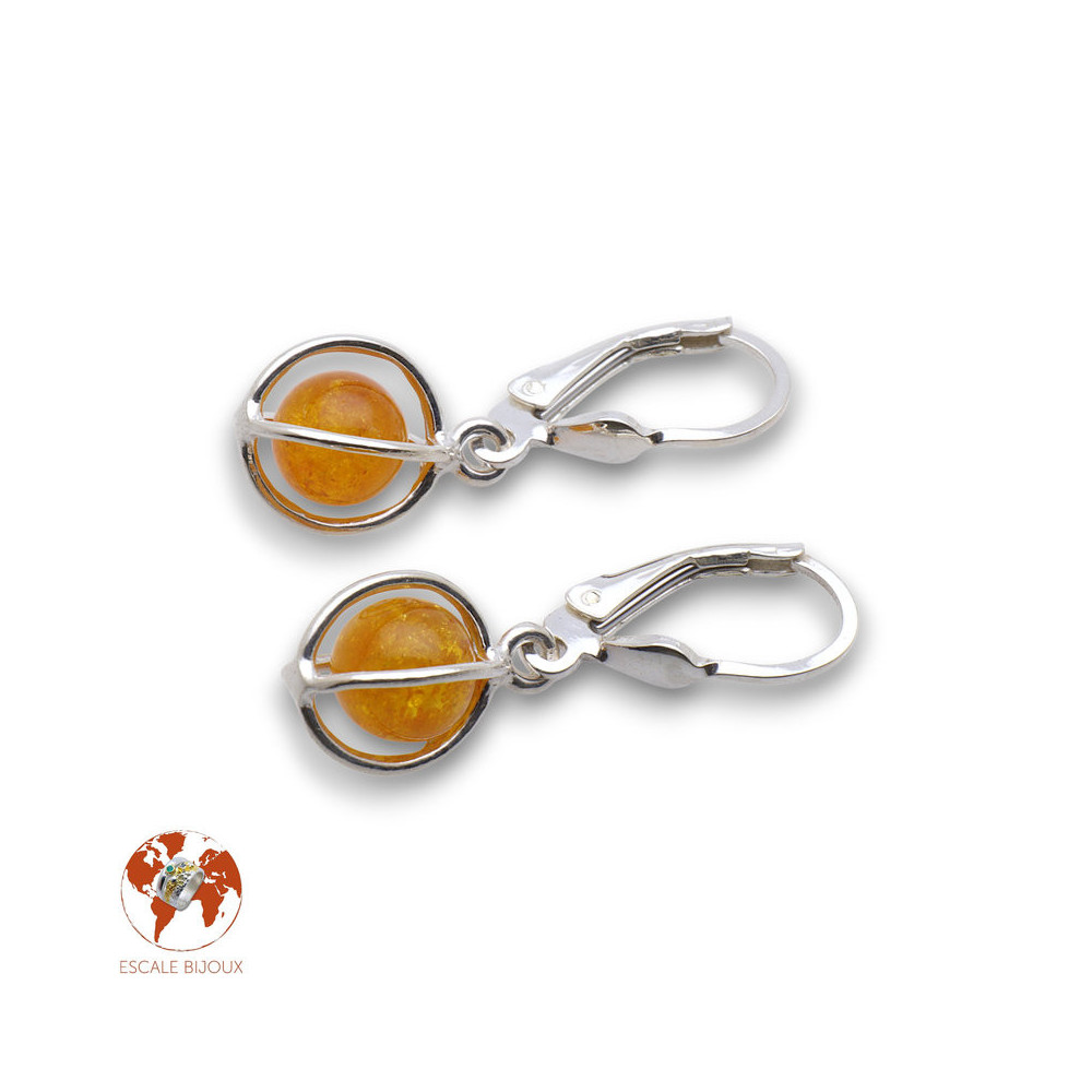 boucles d oreilles argent ambre