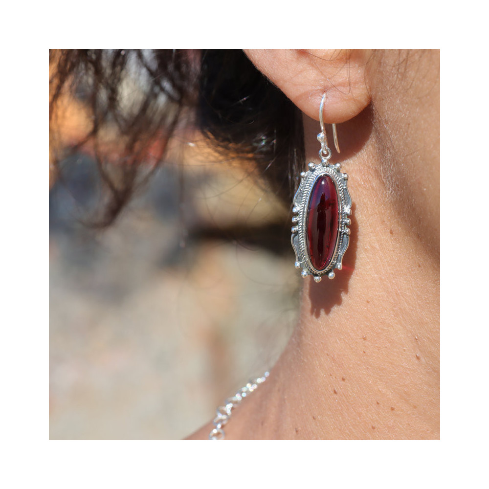 boucles d oreilles grenat argent
