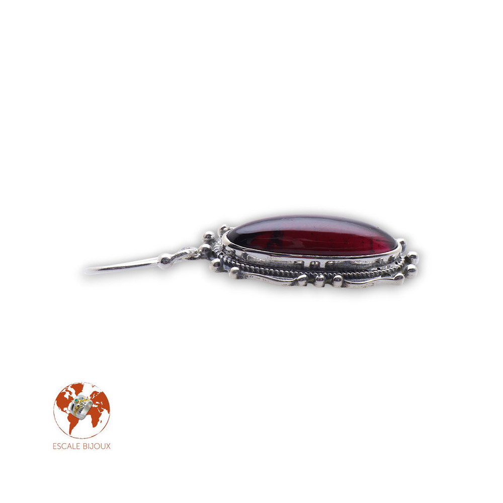 boucles d oreilles argent grenat