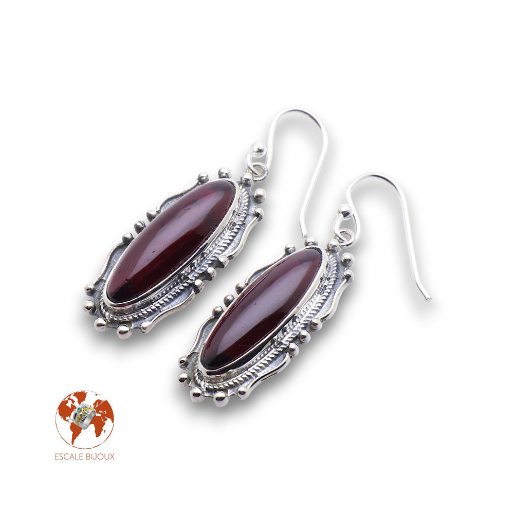 boucles pendantes argent et pierres
