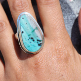 bague argent avec chrysocolle