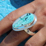 bague argent pierre bleue