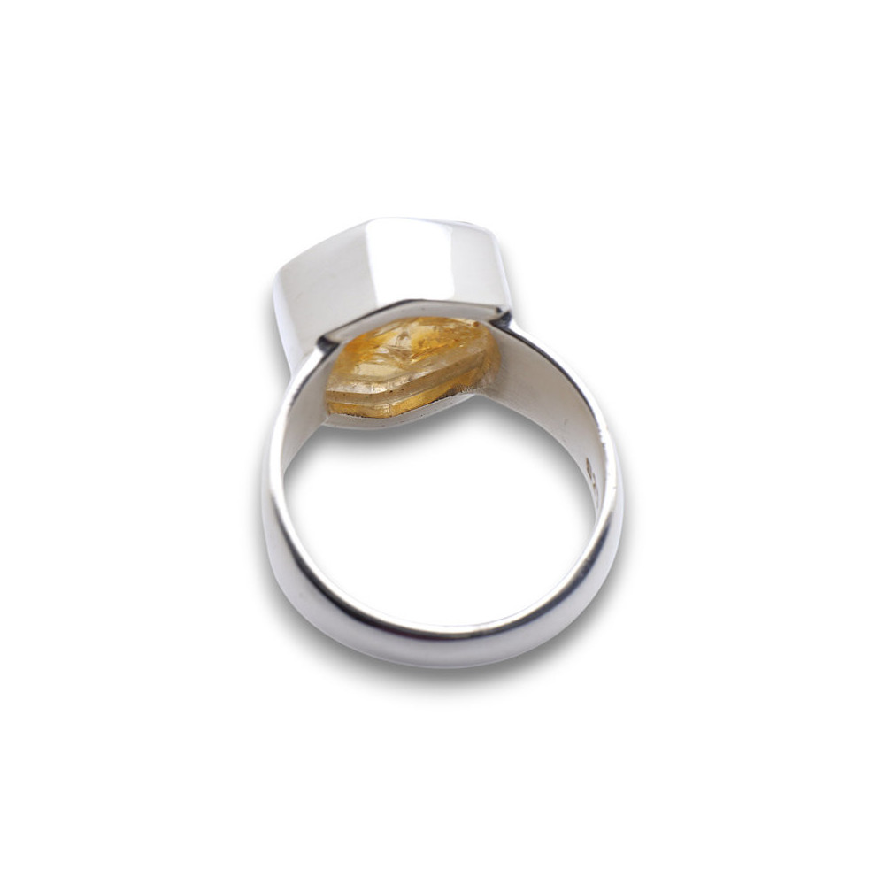 bague argent avec pierre citrine
