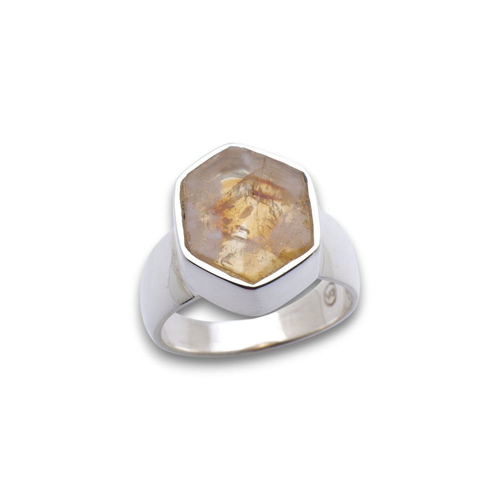 bague argent pierre citrine