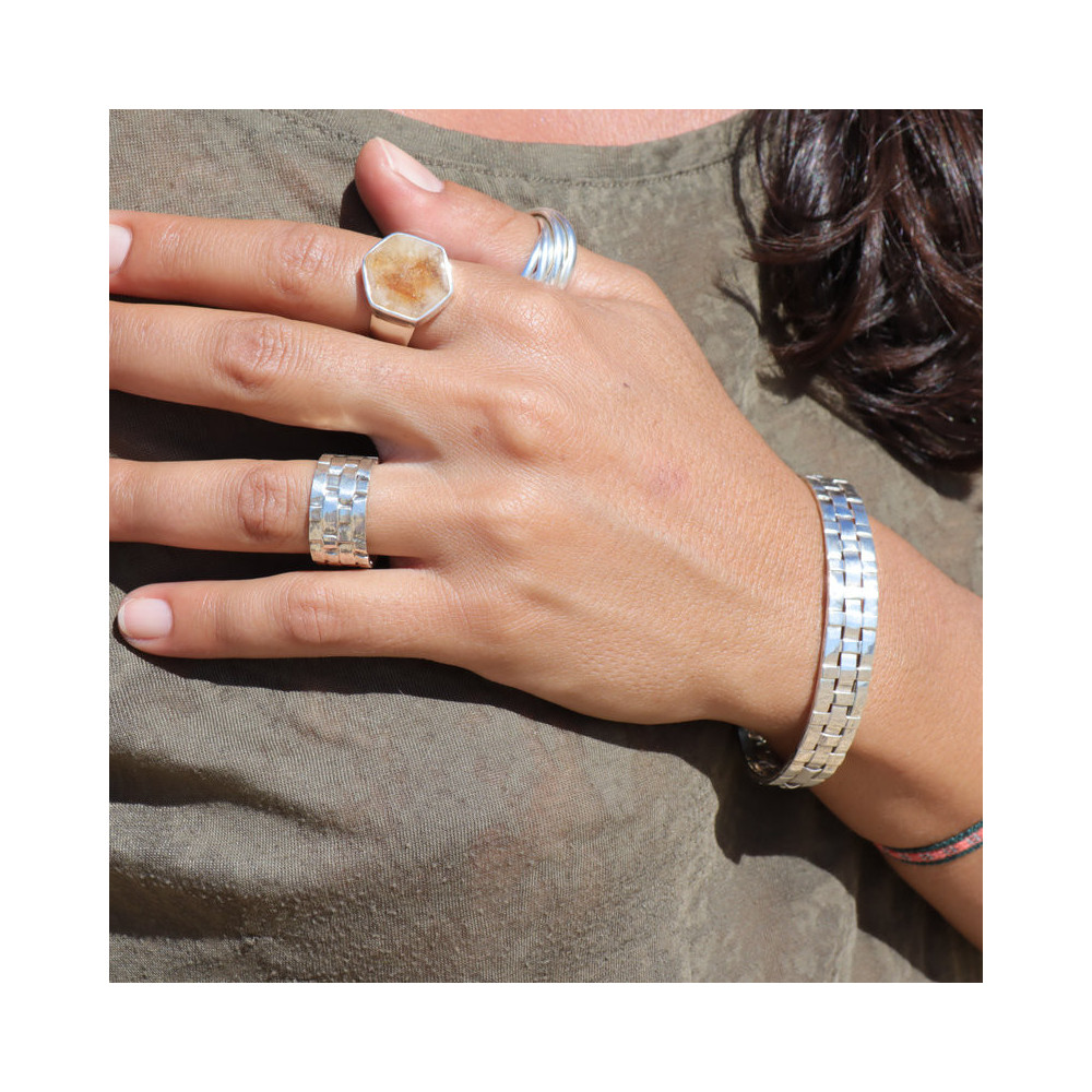 bague argent avec pierre citrine