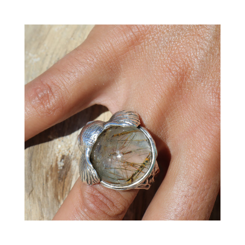 bague argent éléphant et pierre