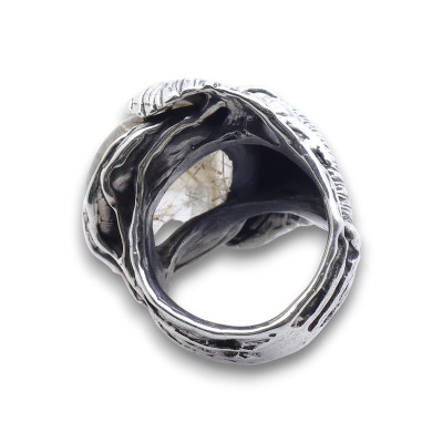 bague éléphant argent et quartz rutile