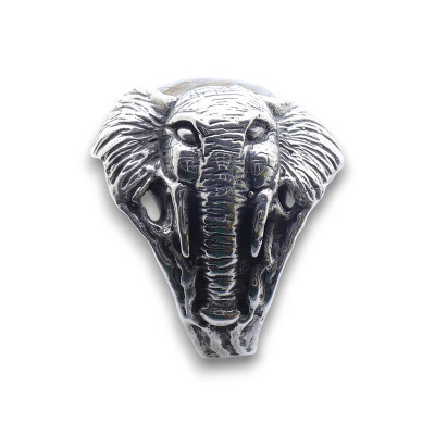 bague tete éléphant et pierre haut de gamme