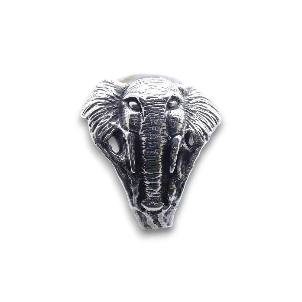 bague tete éléphant et pierre haut de gamme