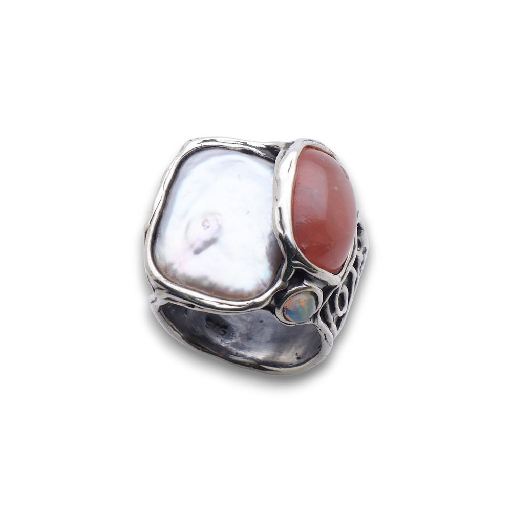 bague argent rhodochrosite