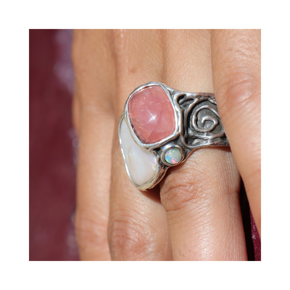 bague argent nacre femme
