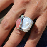 bague argent nacre blanche