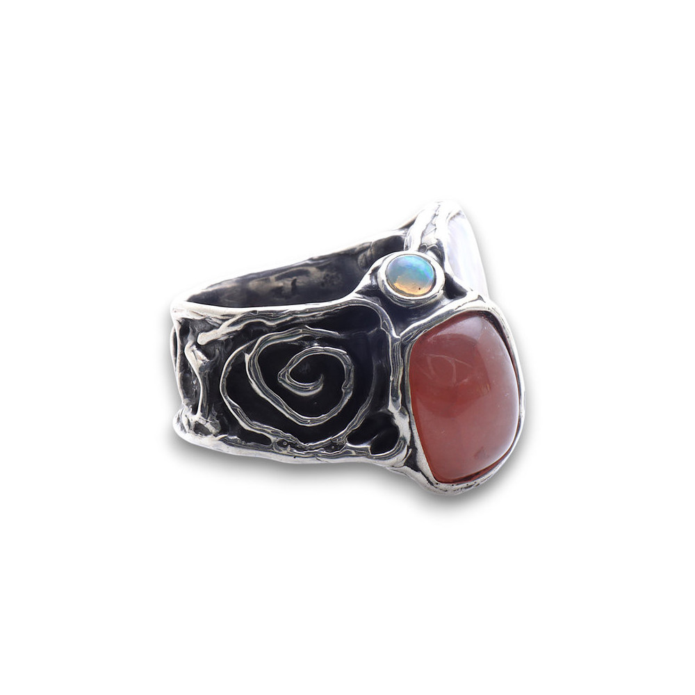 rhodochrosite bague creation