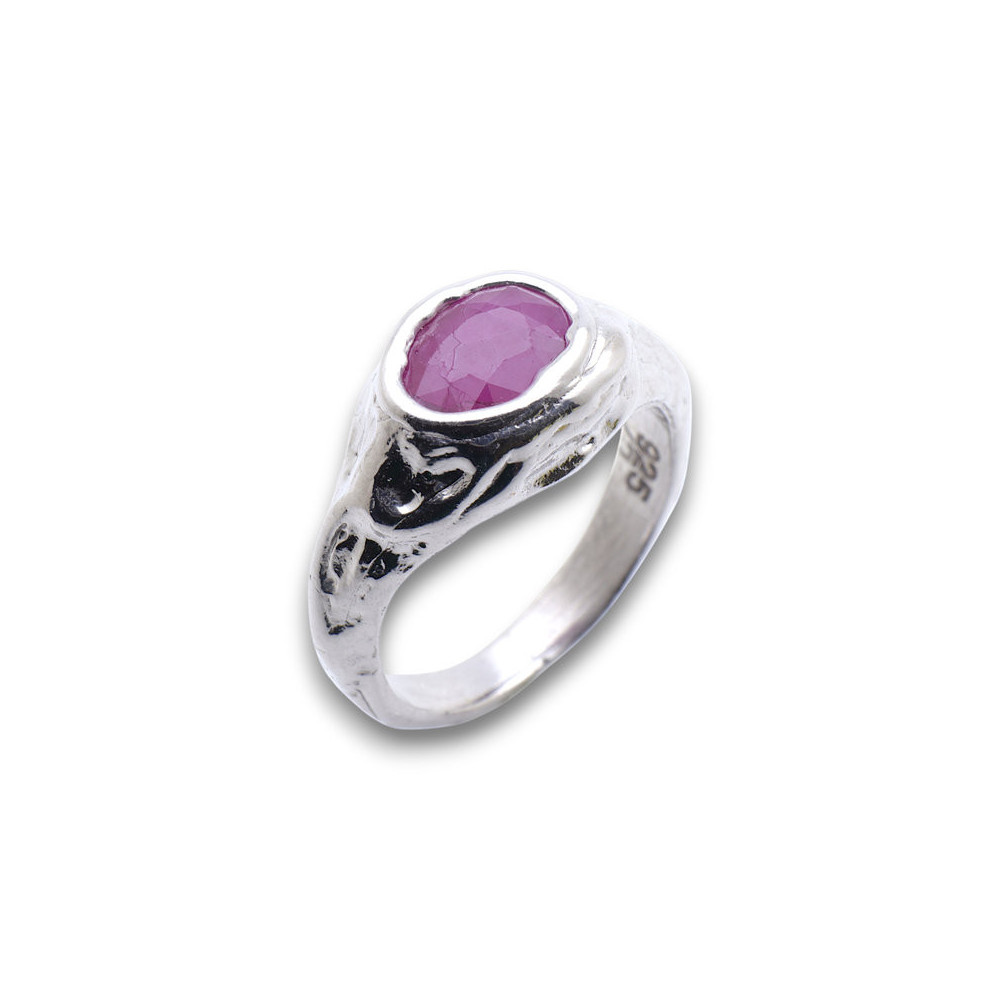bague argent rubis homme