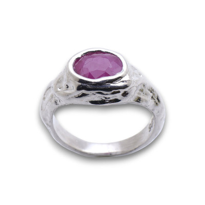 bague argent rubis rose