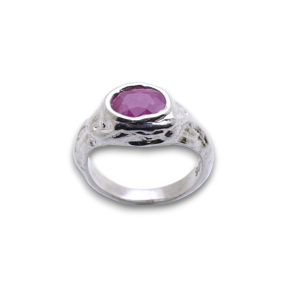 bague argent rubis rose