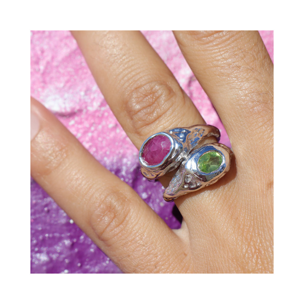 bague argent rubis femme