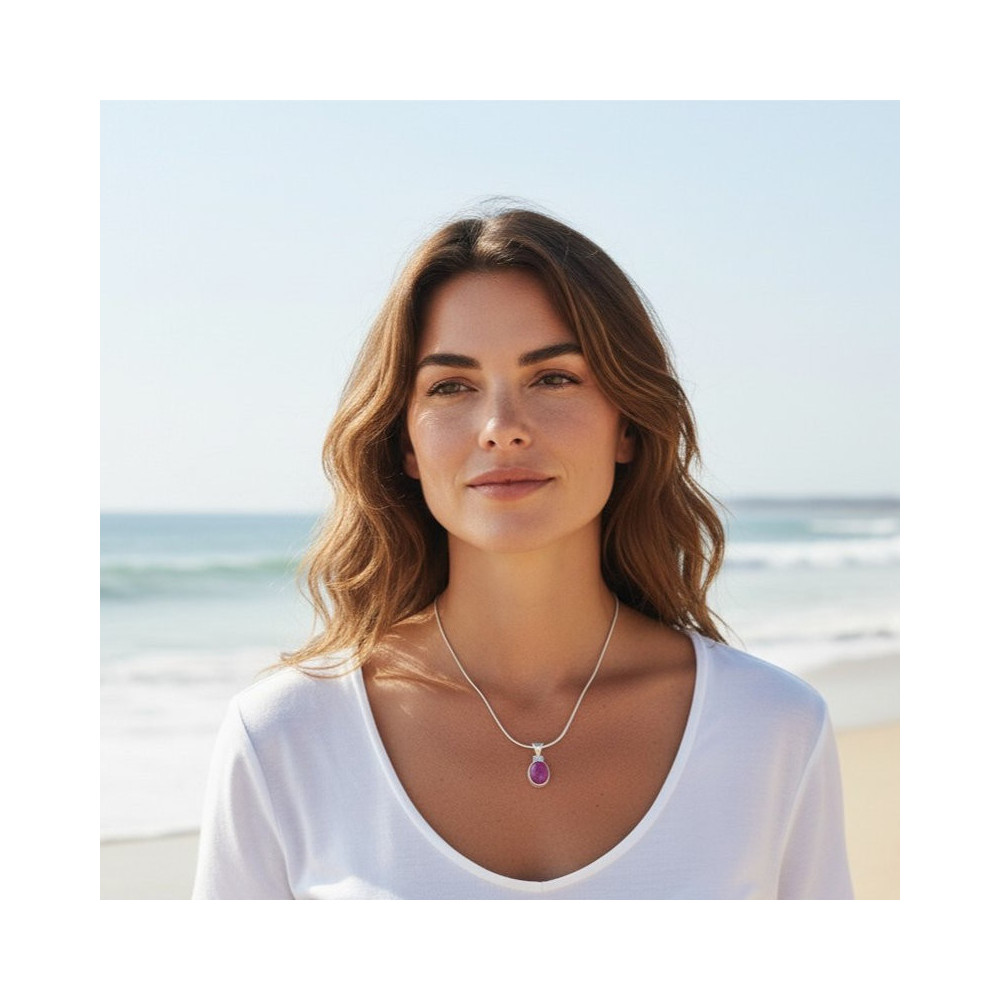 pendentif argent et rubis